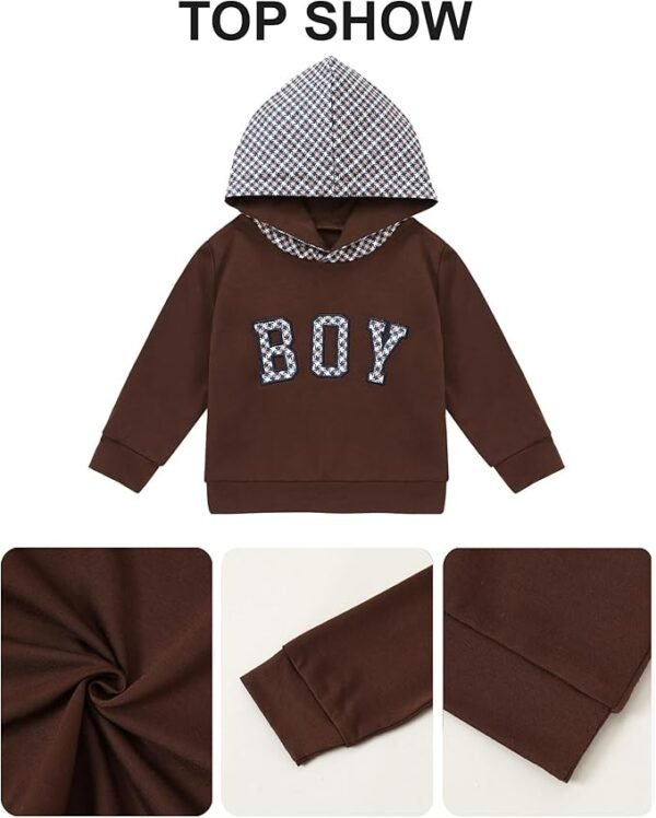 Plaid Patchwork Hoodies Sweatshirt+ Pants Casual Baby Boys